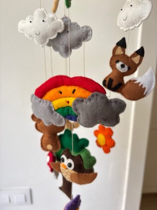 Móvil Cuna Animales Bosque Hecho a Mano