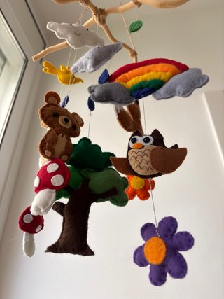 Móvil Cuna Animales Bosque Hecho a Mano