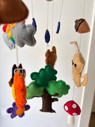 Móvil Cuna Animales Bosque Hecho a Mano