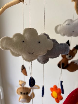 Móvil Cuna Animales Bosque Hecho a Mano