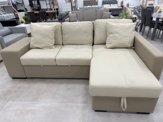 Sofá Cama Beige con Arcón y Puff Chollo!