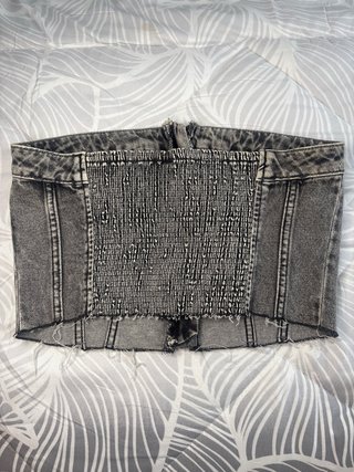 Top vaquero gris Stradivarius Talla S