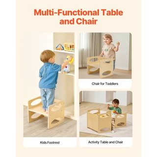 Set Tavolo e Sedia Svezzamento Montessori, Legno p