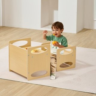 Set Tavolo e Sedia Svezzamento Montessori, Legno p