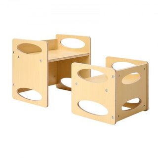 Set Tavolo e Sedia Svezzamento Montessori, Legno p