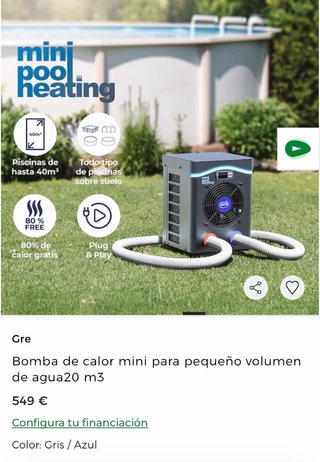 Bomba de calor Gre mini para piscinas