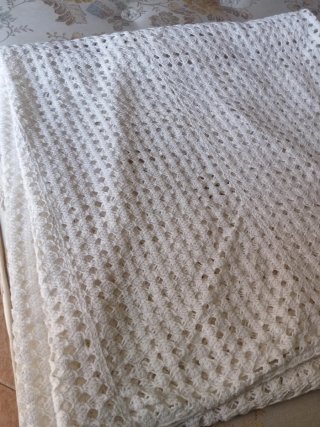 Coperta uncinetto antica bianca letto grande