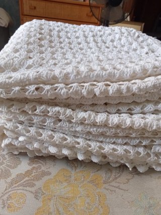 Coperta uncinetto antica bianca letto grande
