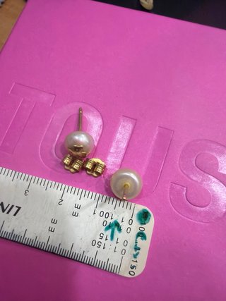Pendientes Tous Perla y Oso Dorado