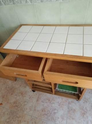 Mueble auxiliar cocina madera y cerámica