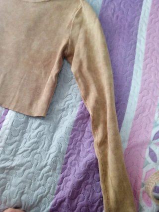 Top Zara manga larga marrón