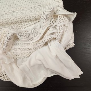Desigual abito estivo smanicato bianco crochet L