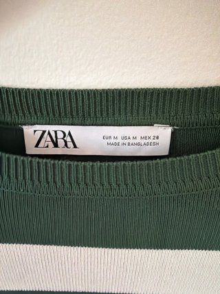 2 Tops Zara Talla M Gris y Blanco y verde