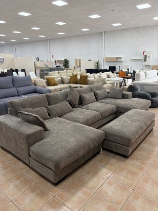 sofá cama rinconera 7 plazas gris antimanhas 368cm