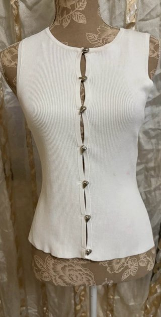 Zara Top Bianco con Bottoni - Taglia M