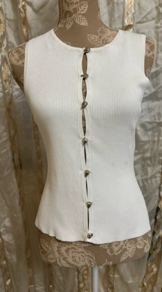 Zara Top Bianco con Bottoni - Taglia M