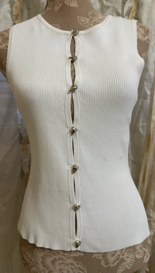 Zara Top Bianco con Bottoni - Taglia M