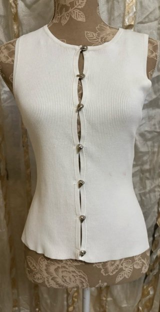 Zara Top Bianco con Bottoni - Taglia M