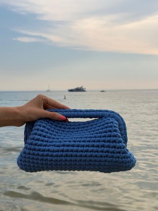 Borsa uncinetto blu handmade