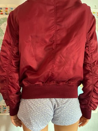 Chaqueta bomber granate mujer