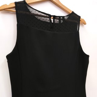 Mango Suit abito estivo tubino nero pizzo pois S