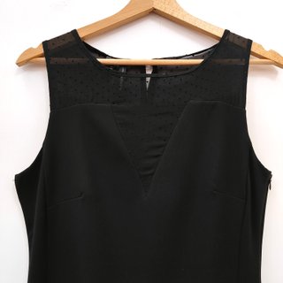 Mango Suit abito estivo tubino nero pizzo pois S