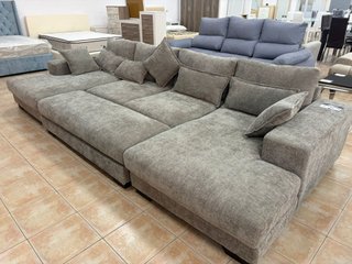 sofá cama rinconera 7 plazas gris antimanhas 368cm