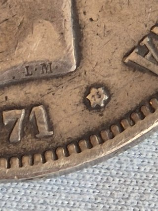 Moneda Plata 5 Pesetas Amadeo I 1871 Estrella 75