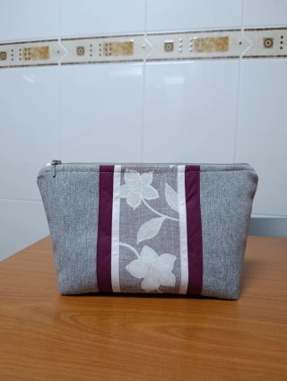 Neceser Hecho a Mano Gris y Granate
