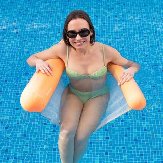 Hamaca Flotante Piscina Red Inflable Naranja