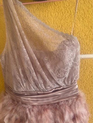 Vestido de fiesta rosa y dorado