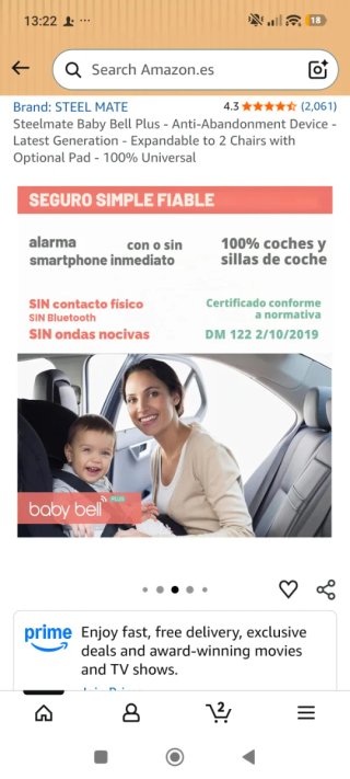 Baby Bell sensor antiabandono coche niños