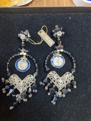 Pendientes D&BLOS Corazón Plata Negro