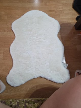 Tapete de lana beige y blanco