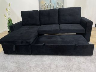 Sofá Cama Chaise Longue Negro 215cm
