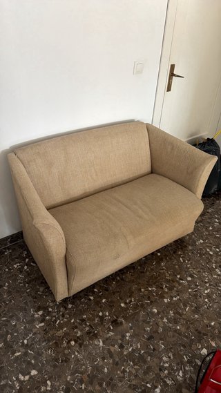 Sofá de 2 plazas marrón tela