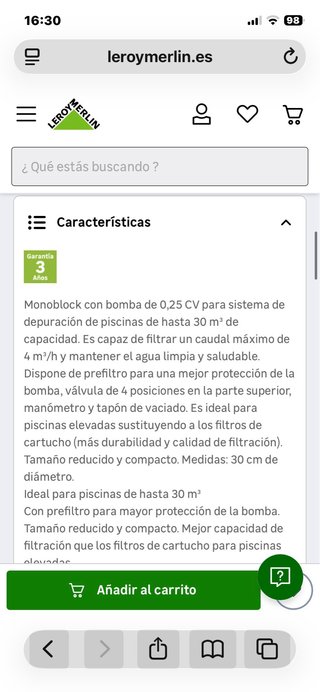 Depuradora piscina de arena Monoblock con bomba QP