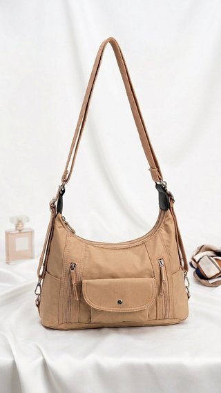Bolso convertible a mochila beige