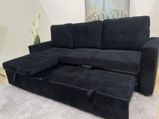 Sofá Cama Chaise Longue Negro 215cm
