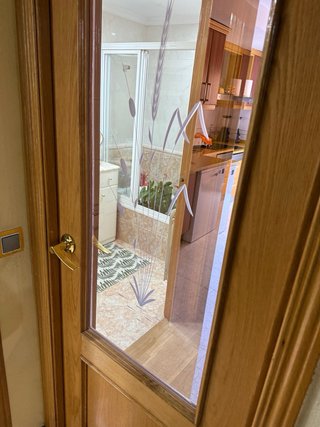 Puerta de madera con cristal esmerilado