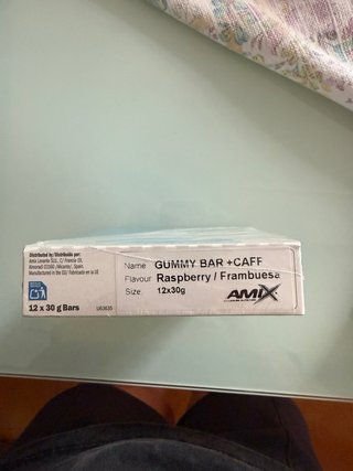 Amix Gummy Bar + Caffeine Frambuesa 12x30 g NUEVA