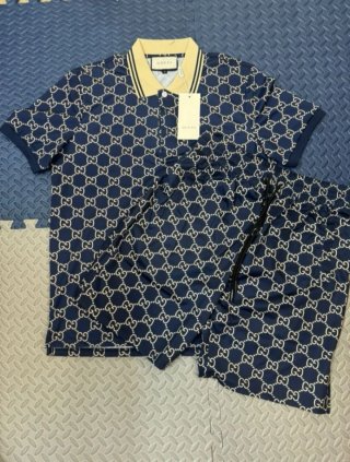 Conjunto Gucci Polo y Shorts Azul GG