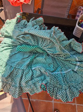 Traje Gitana Niña Verde Lunares Rojos