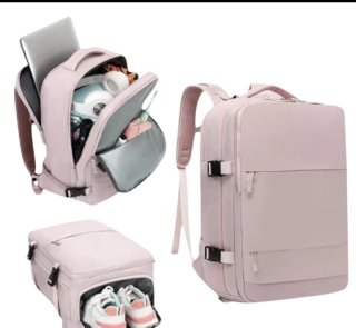 Mochila rosa de cabina, con puerto USB, impermeabl