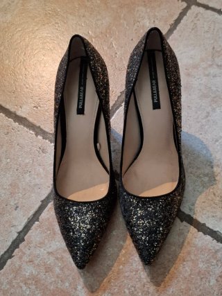 Scarpe tacco Pull&Bear 39 nero oro glitter