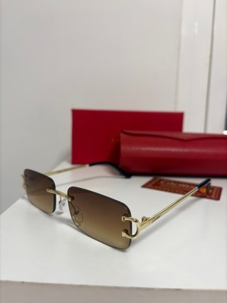 Gafas Cartier Marrón y Dorado con Caja
