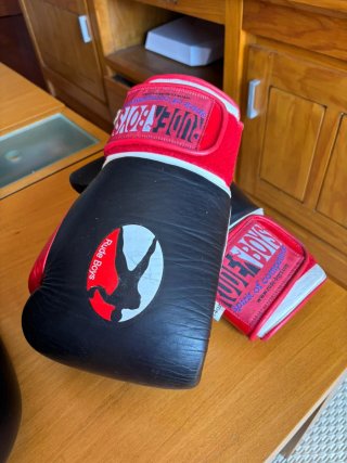 Casco y guantes de boxeo Rude Boys