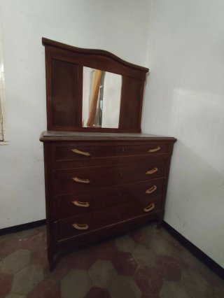 Cassettiera/Specchiera vintage legno e marmo