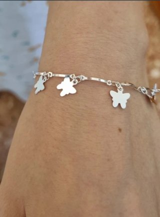 Tobillera o pulsera de plata Ley 925 Mariposas