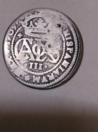 ESCASA Moneda 2 Reales 1709 Carlos III Plata